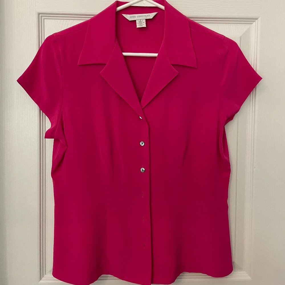 Hot Pink Petite Sophisticate silk blouse